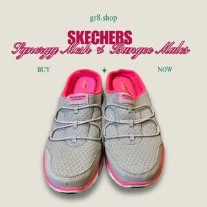 Skechers Synergy Bungee Mule Mesh Slip-On Shoes Lightweight & Comfortable Womens
